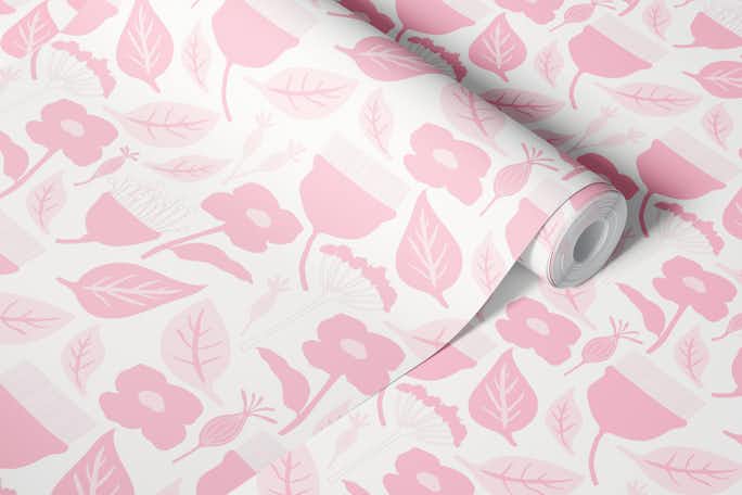 Light pink floralwallpaper roll