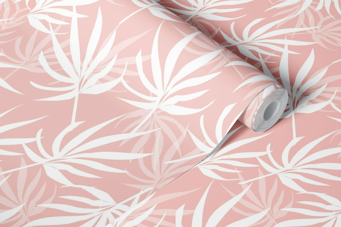 Tropical Foliage on Pale Peach wallpaper roll