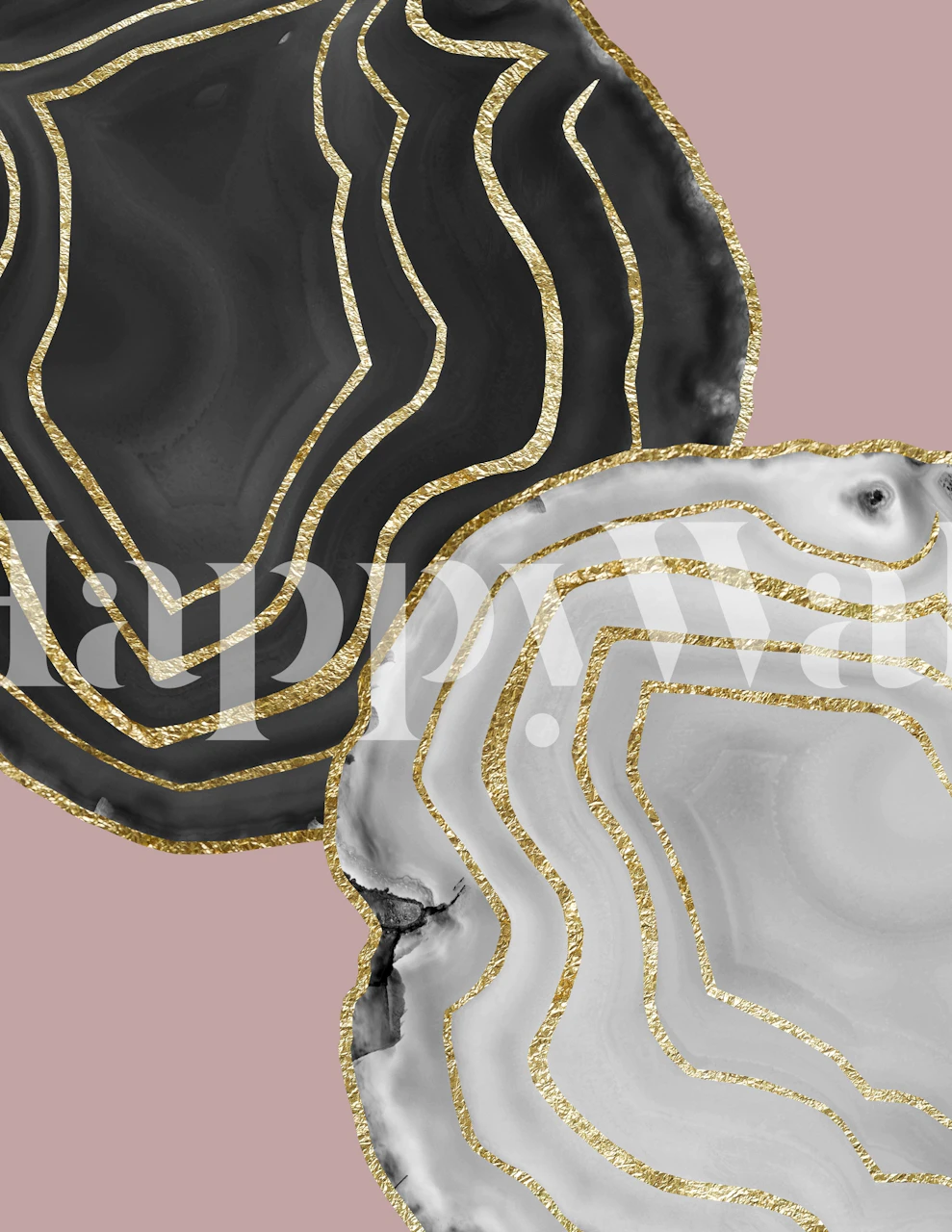 Black and white marble pattern with gold accents wallpaper