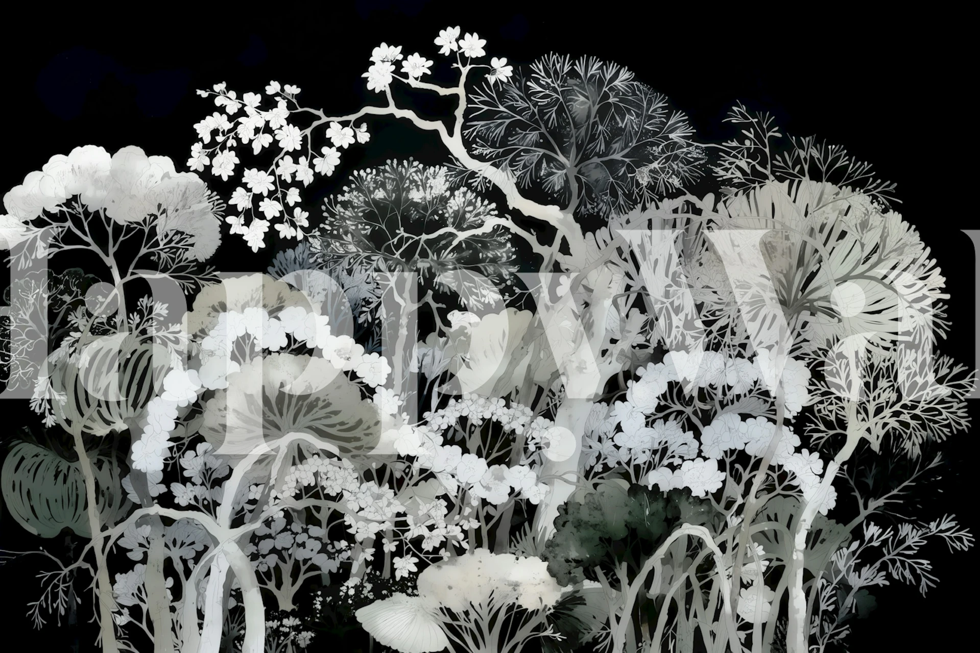 Floral design with pink and white flowers on a black background wallpaper