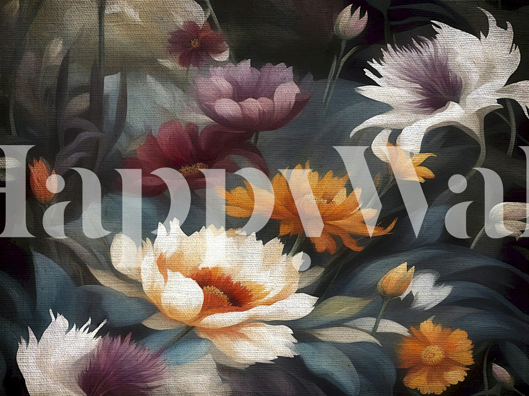 Colorful floral patterns in dark tones wallpaper