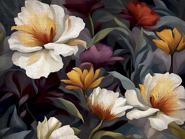 Moody Jungle Flowers Antique