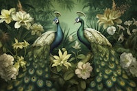 Peacocks Mystic Jungle Paradise papiers peint