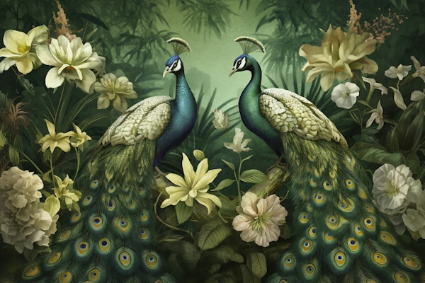 Peacocks Mystic Jungle Paradise