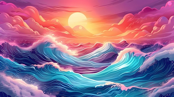 Waves on a Beautiful Sunset