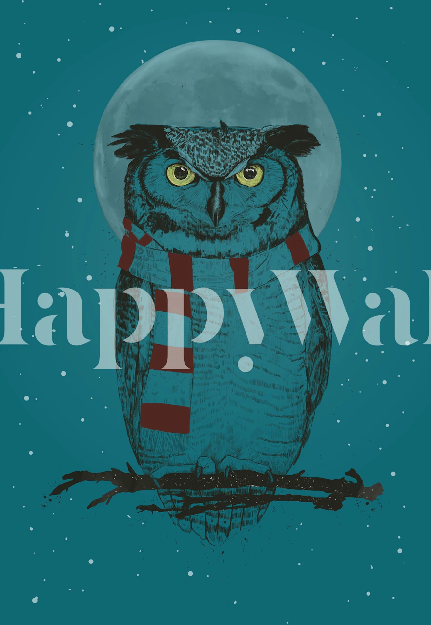 Winter owl II wallpaper in a cozy room