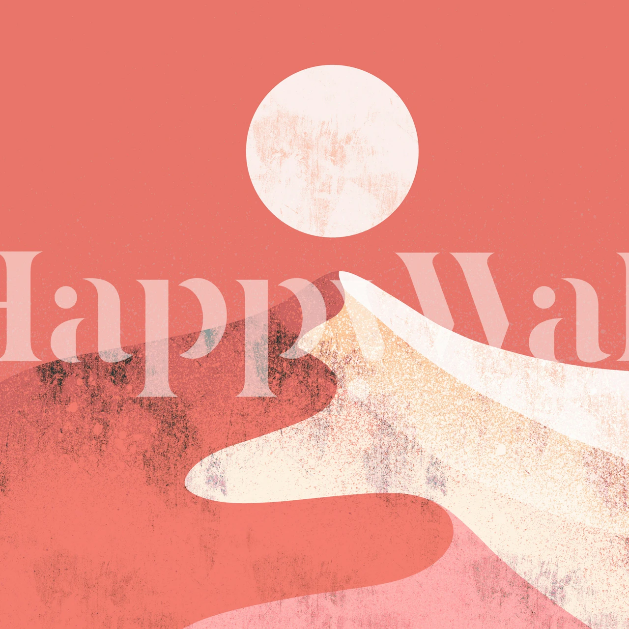 Abstract mountain landscape in orange and pink tones wallpaper