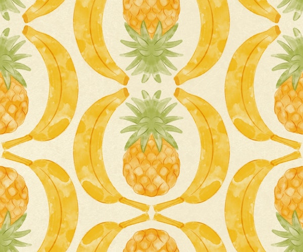 Pineapple and Banana Geometric Watercolor
