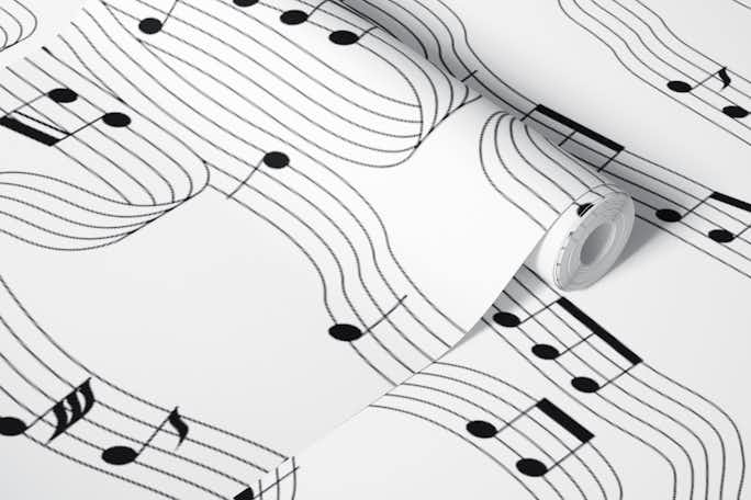 Musical Notes in Black and White Fun Musicwallpaper roll