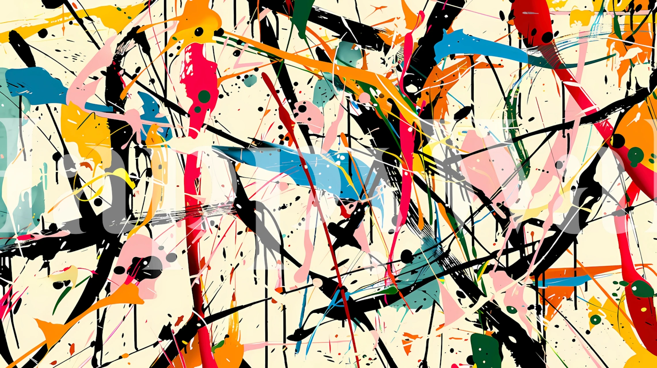 Papier peint abstrait Pollock Wink 59 dans une pièce