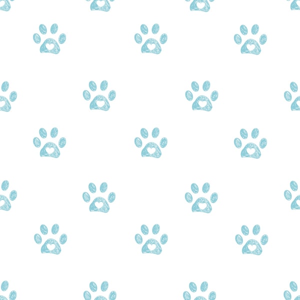 Cute blue paw prints with hearts