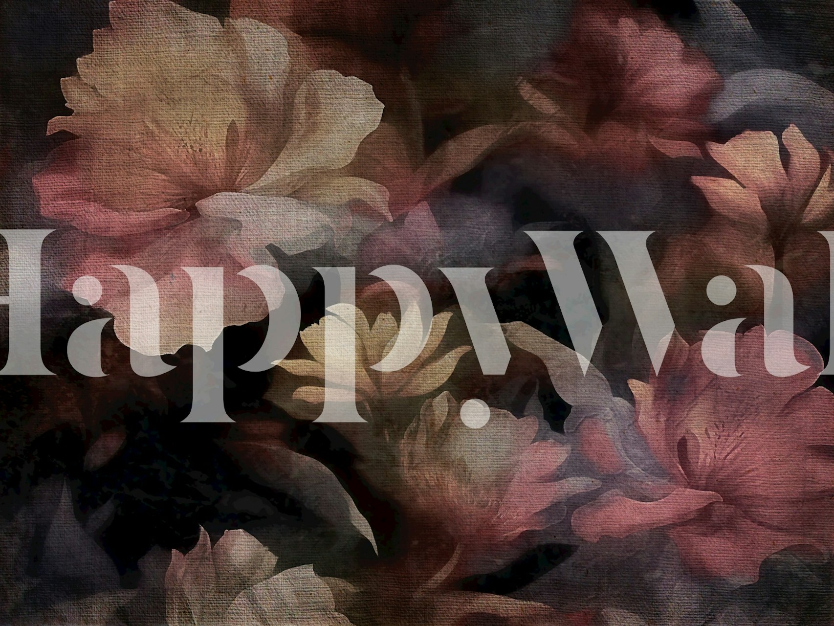 Väggmålning med mörkt blommönster med stämningsfulla, skuggiga accenter för inredning