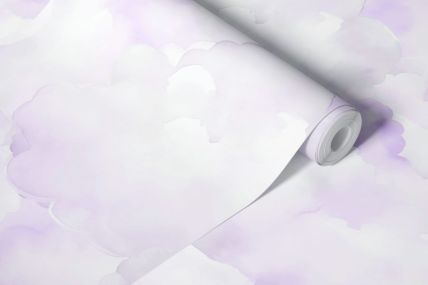 Pastel Watercolor Clouds - Purple wallpaper roll