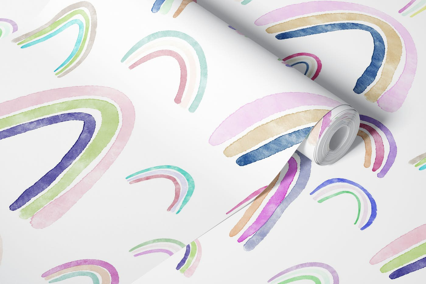 Pastel Watercolor Rainbows wallpaper roll