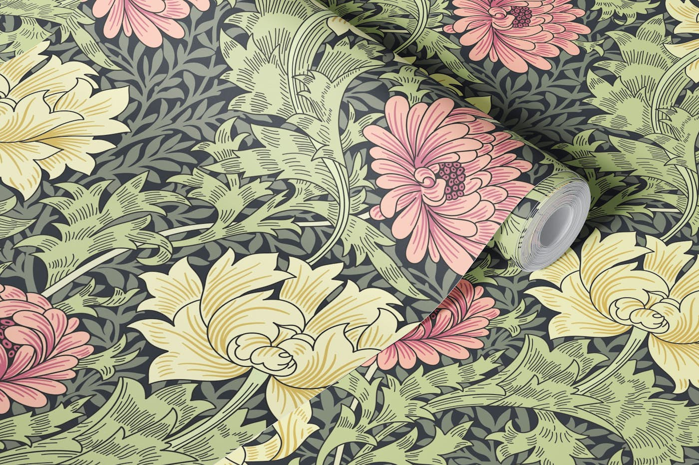 Victorian Chrysanthemum pattern 4 wallpaper roll