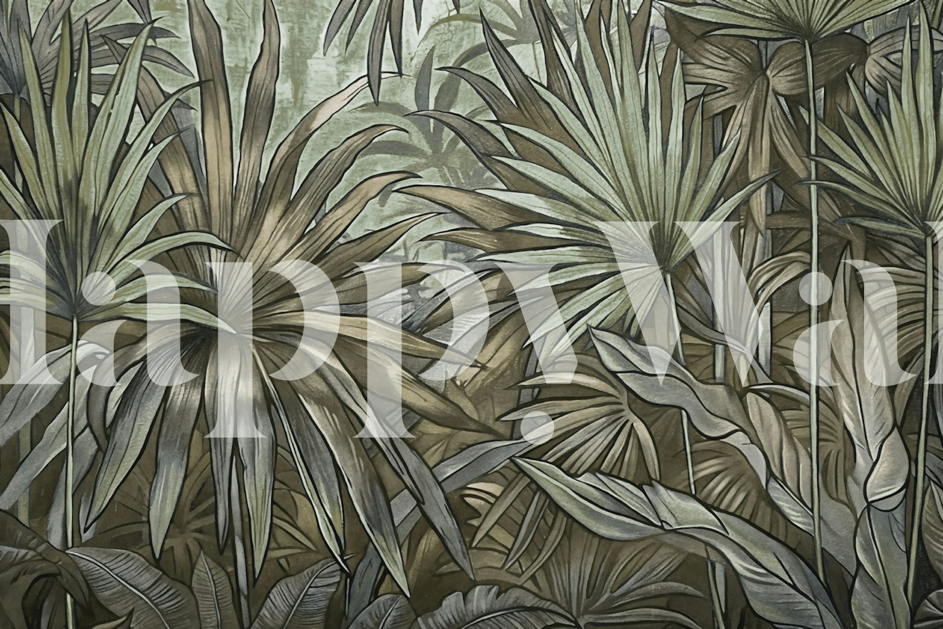 Mystic Jungle Tropical Escape Tapete in einem Raum