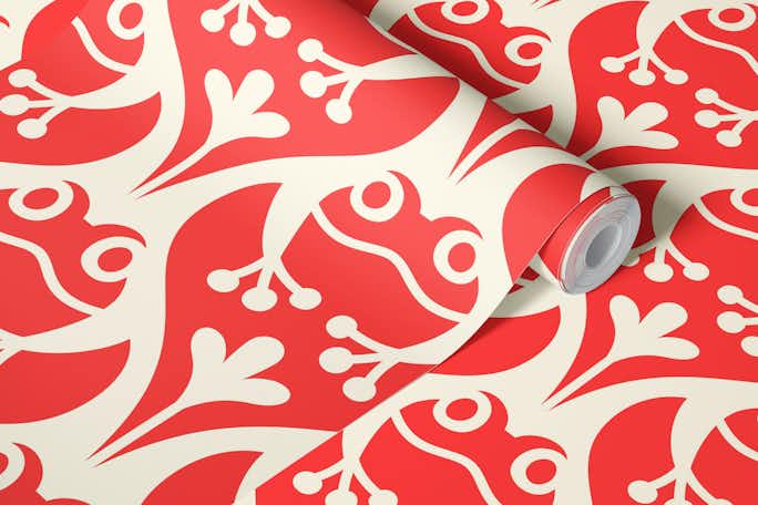 Red frogs pattern / 3054 Bwallpaper roll