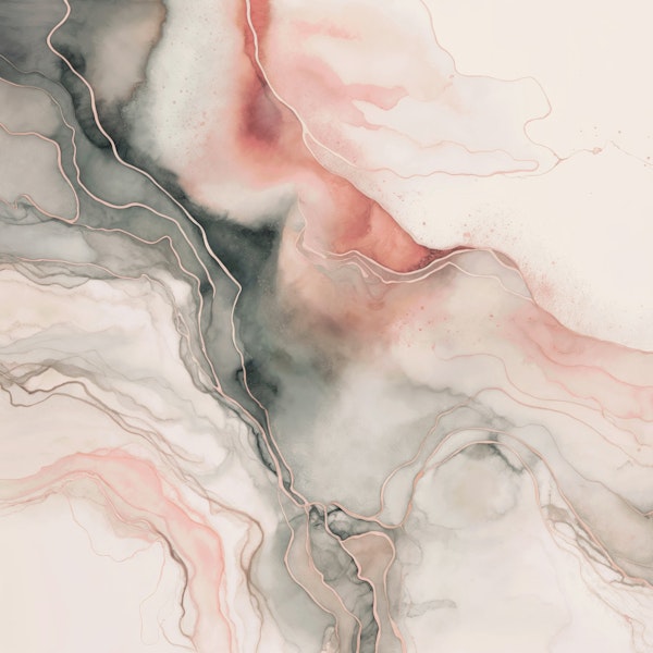 Ink Art Marble Luxury Coral Grey