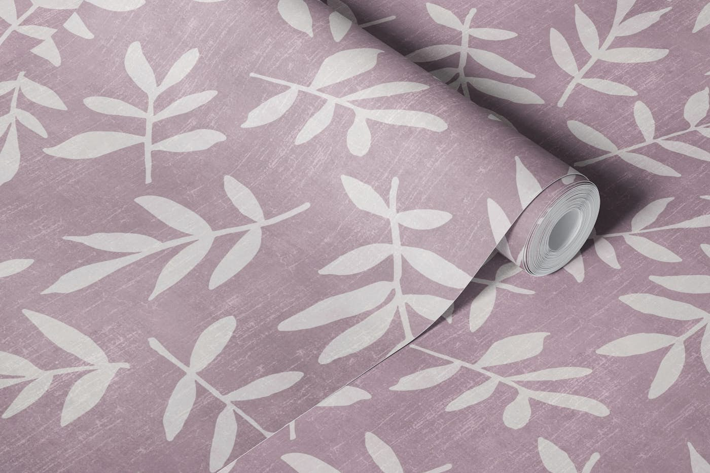 Minimalist Ditsy Leaf Pattern Muted Pink wallpaper roll