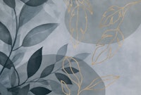 Minimalist Leaf Elegance Blue Grey Gold carta da parati
