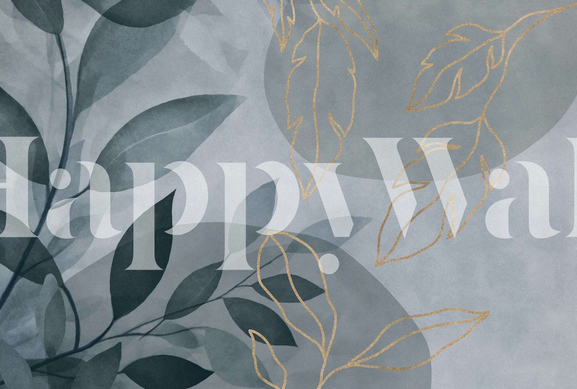 Minimalist leaf tapeta s plavim i zlatnim naglascima