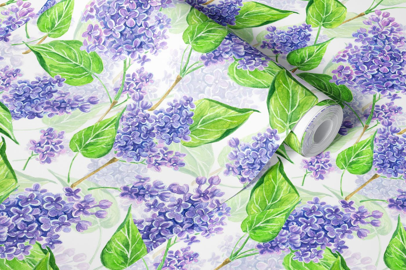 Violet watercolor lilac flowers 2 wallpaper roll