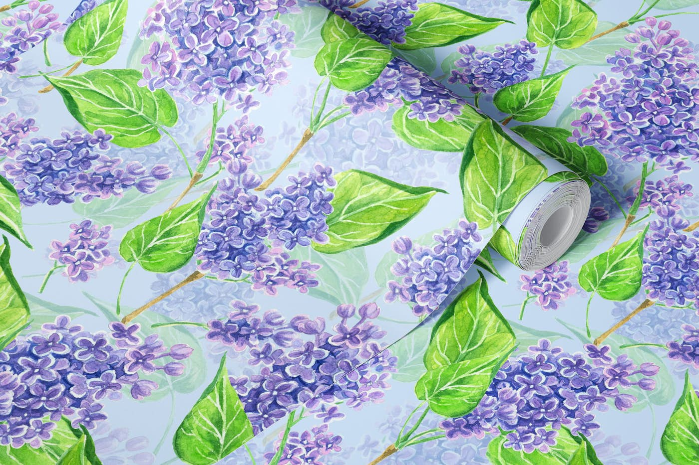 Violet watercolor lilac flowers 3 wallpaper roll