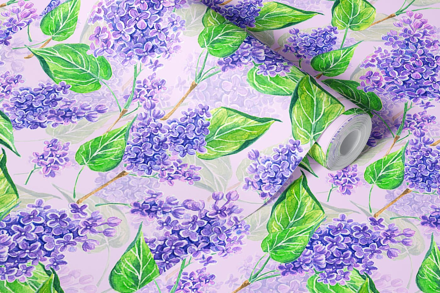 Violet watercolor lilac flowers 4 wallpaper roll