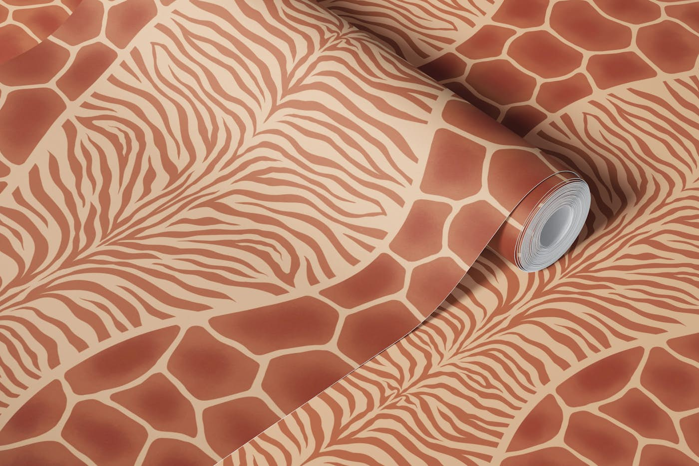 Zebra - giraffe animal print wallpaper roll