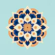 Modern dahlia mandala - orange blue