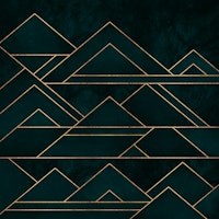 Dark Teal Geometric Hills Line Art tapete