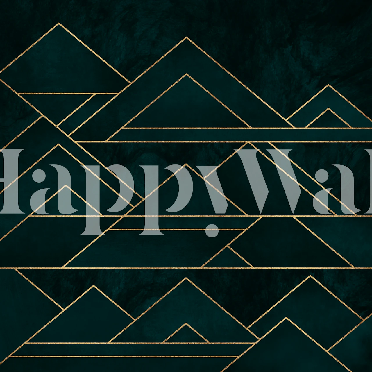 Dark Teal Geometric Hills Line Art w pokoju