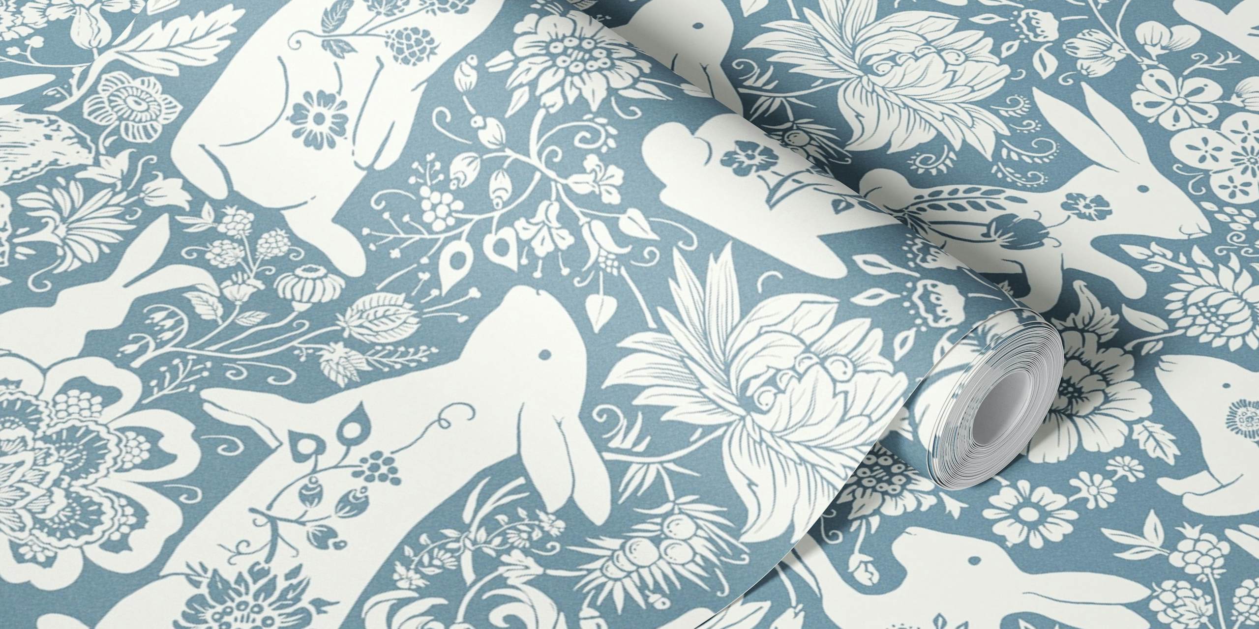 Rabbit Flower Dance tapet i ett rum