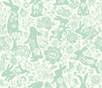 Rabbit Flower Dance (Turquoise neg) tapete