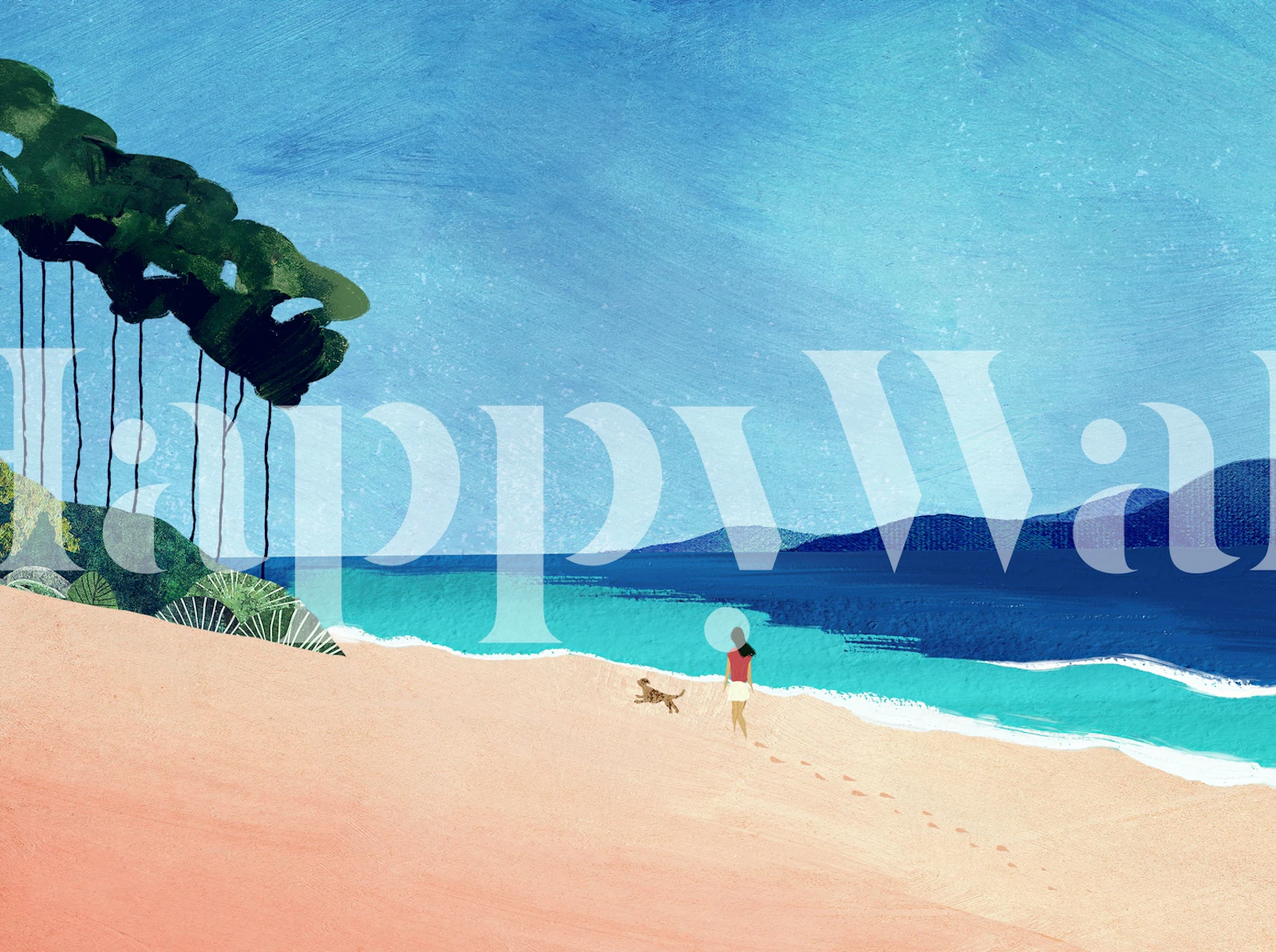 Paradise Beach wallpaper displayed in a room