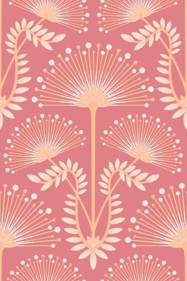 MIMOSA Art Deco Floral - Peach Rust - Small