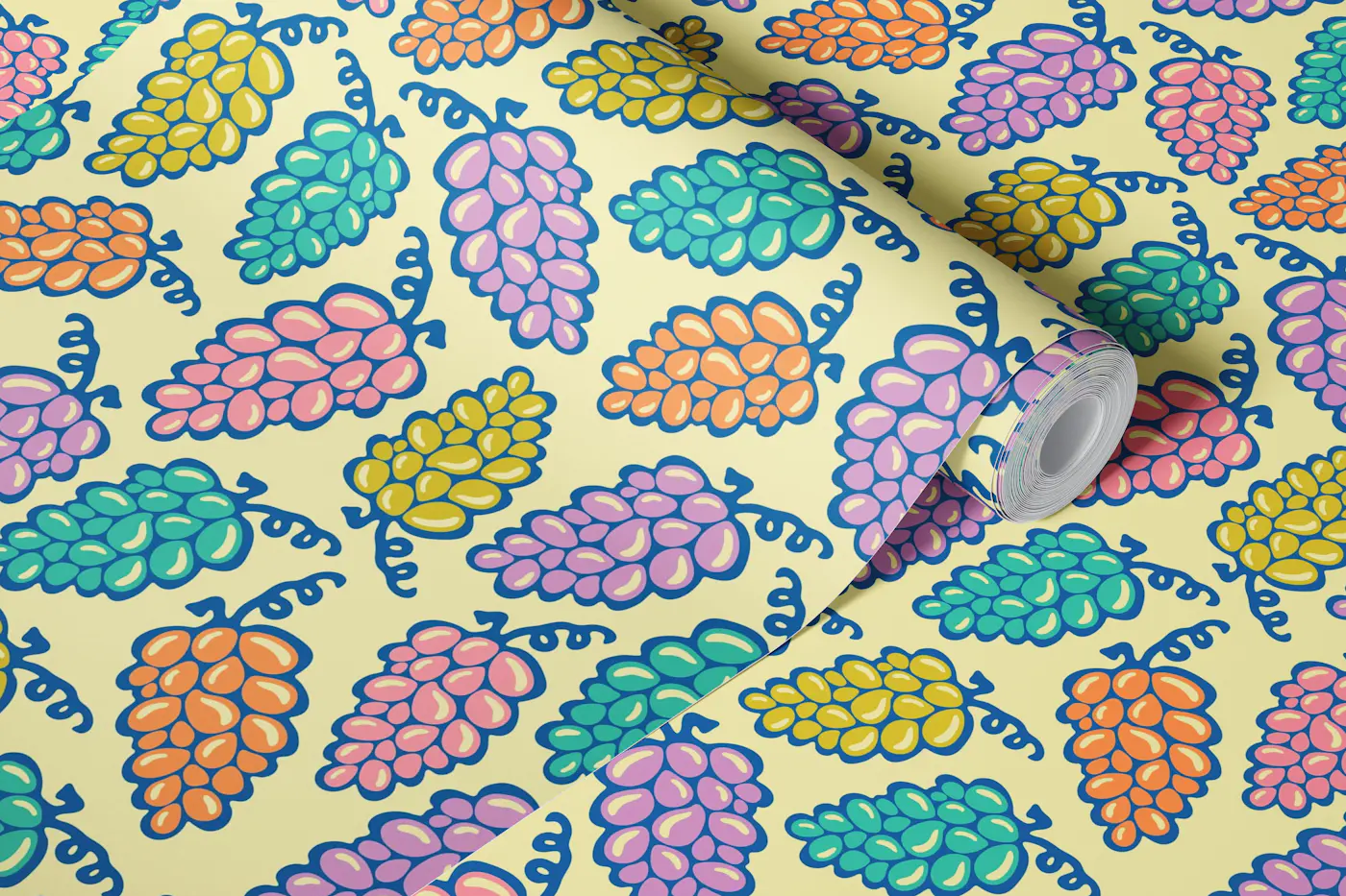 Juicy Grapes Retro Vintage Kitchen Brights wallpaper roll
