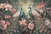 Peacocks Mystic Pink Jungle Garden papiers peint