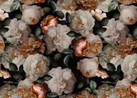 Baroque Vintage Gold Roses behang