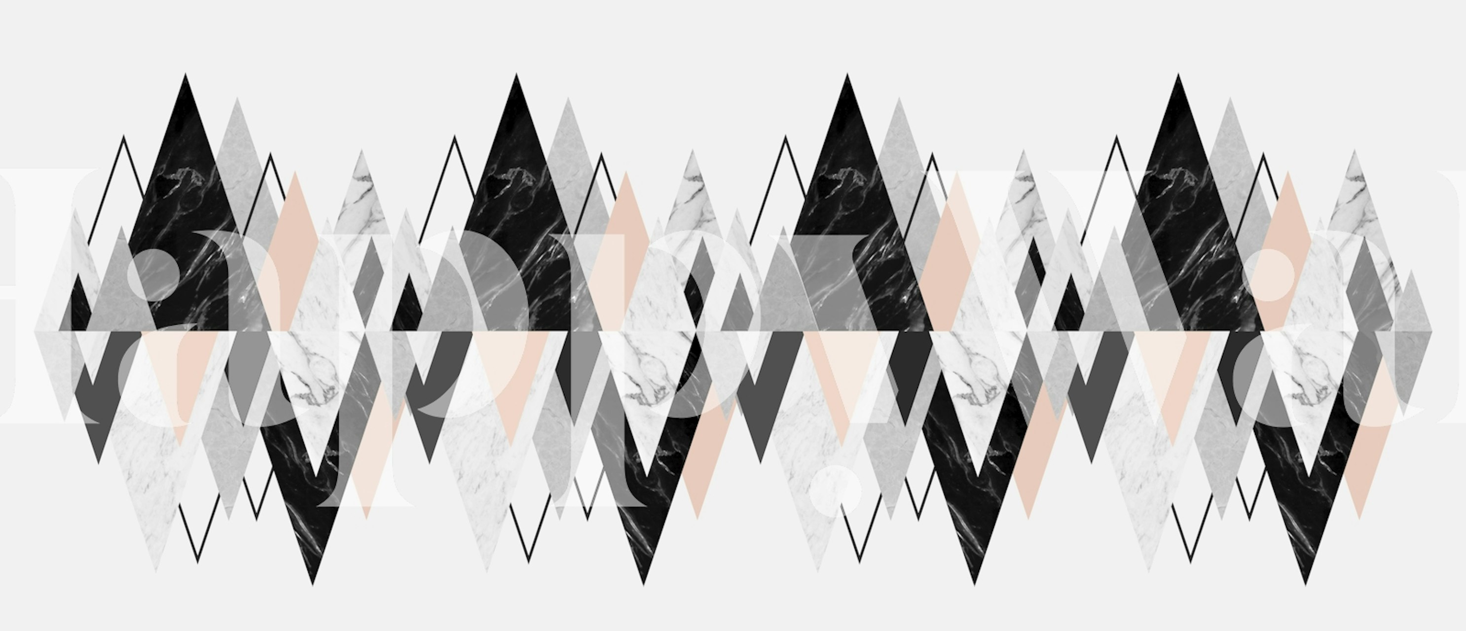 Geometric triangles in black, gray, and blush tones wallpaper