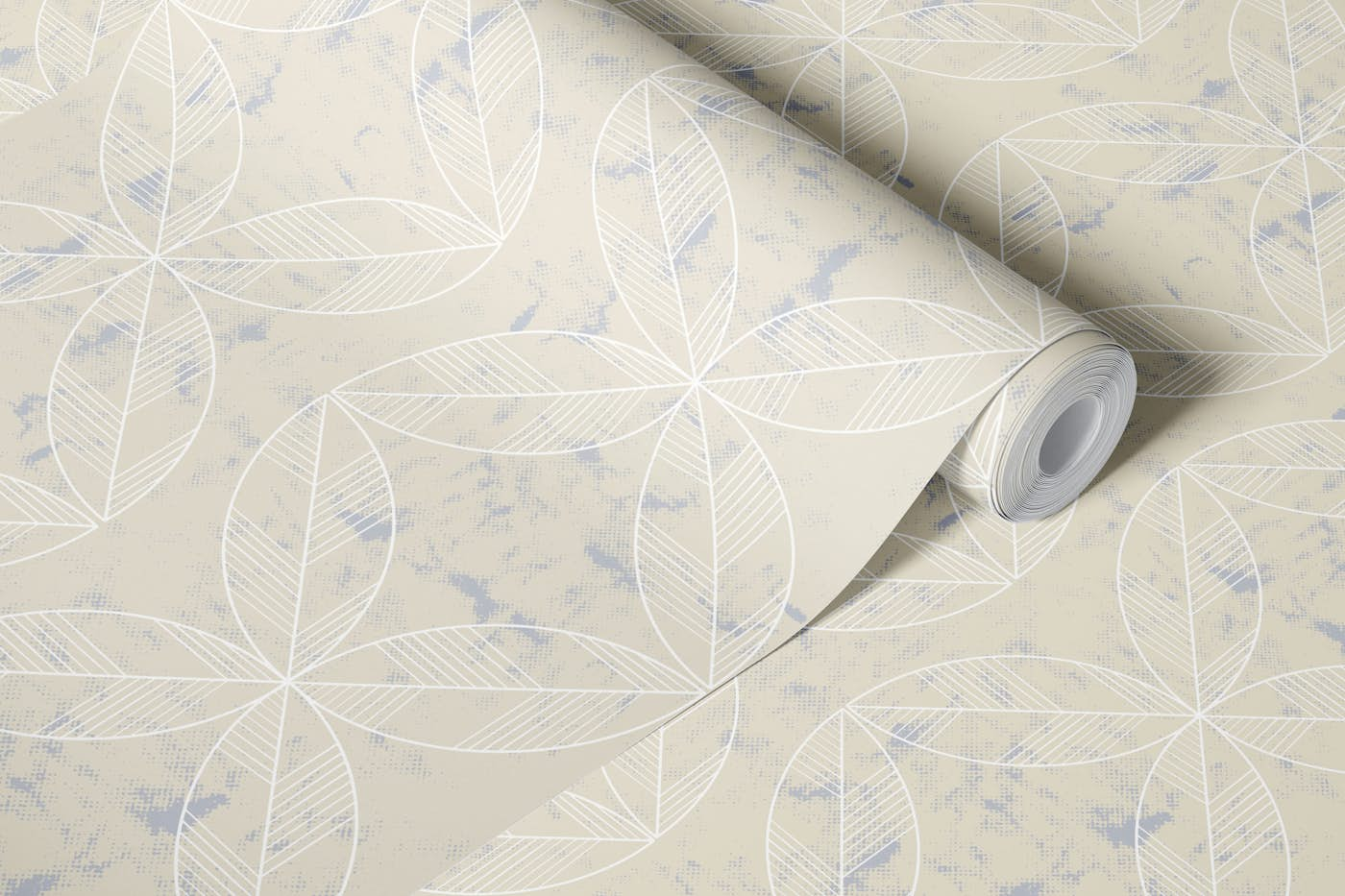 Textured geometric leaves wallpaper roll