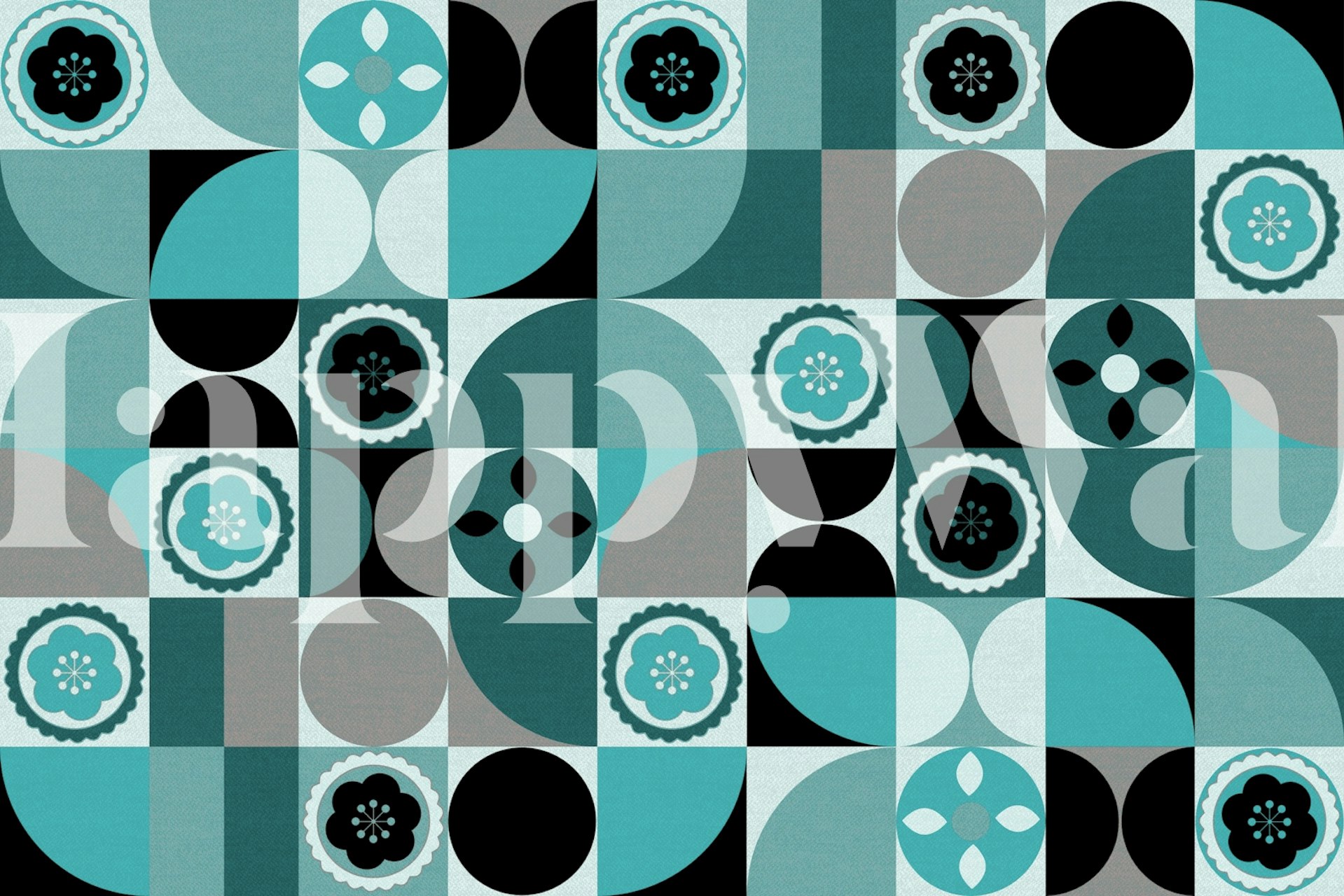 papel tapiz Scandinavial Retro Floral en una habitación