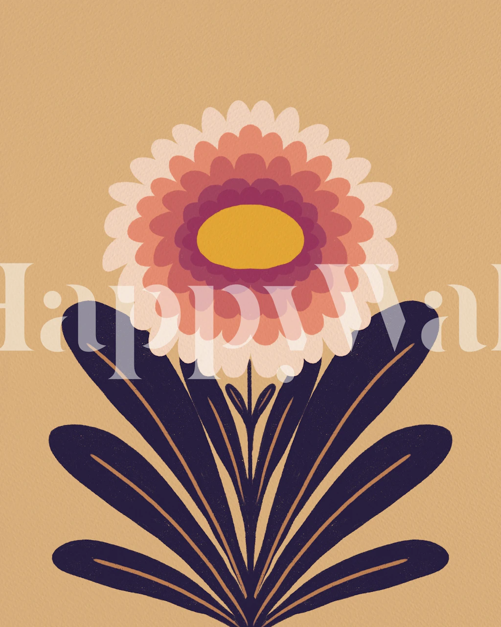 Cute modern dahlia tapet i et rum