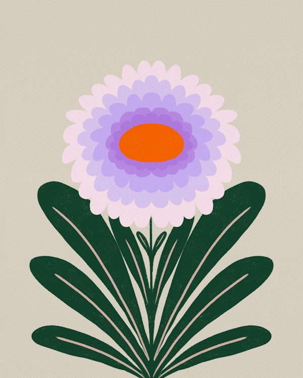 Cute modern dahlia - violet and green
