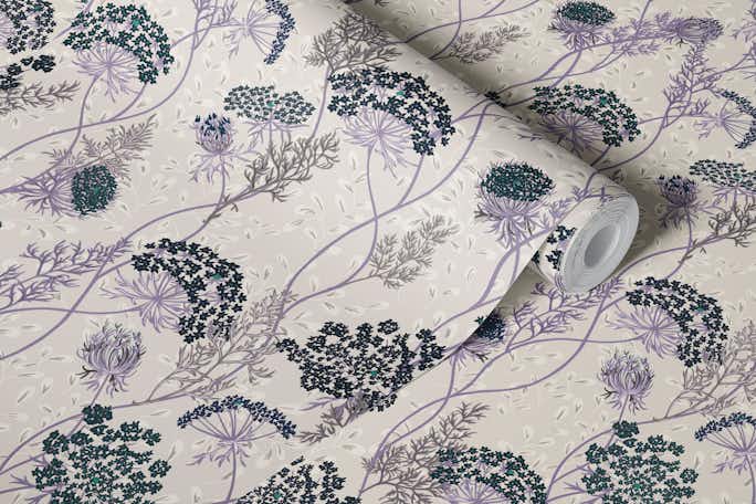 Wildflower meadow Queen Anne's lace creamwallpaper roll