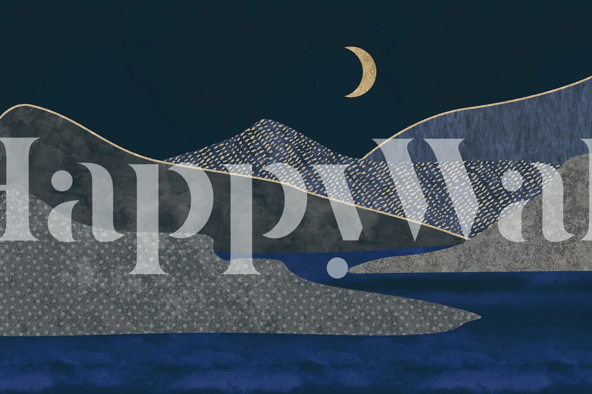 Midnight Lake Moonshine Collage tapetdesign