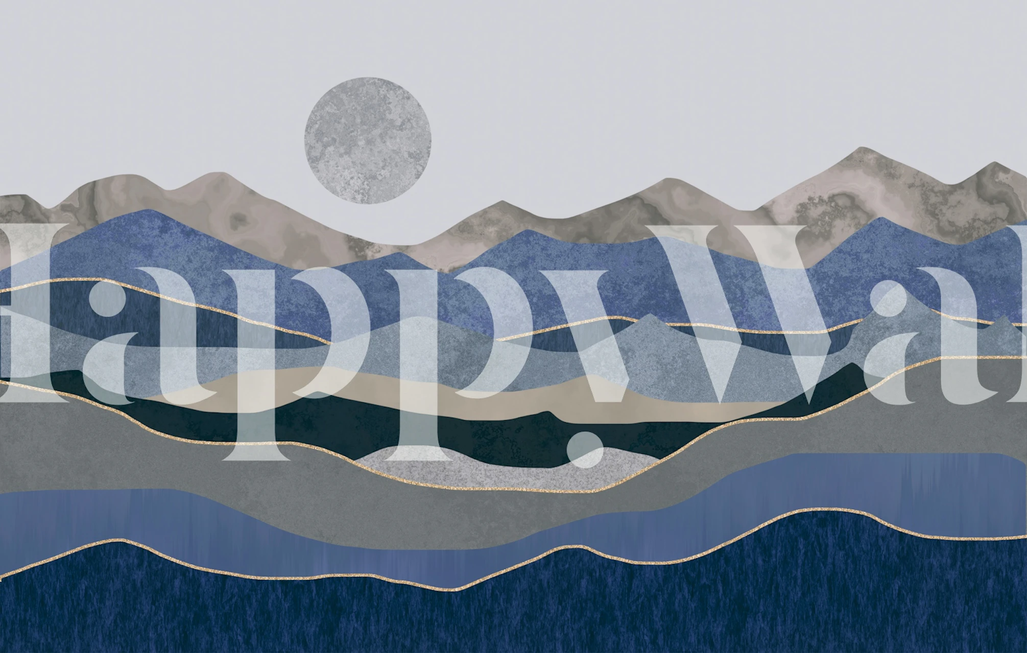 Mountain landscape collage with moon and layered textures wallpaper