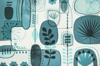 Abstract Botanical Collage Teal papiers peint