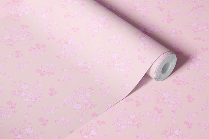 Pink ditsy pattern with pink patternwallpaper roll