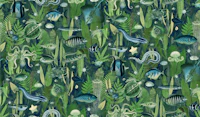 Aqua Eden in green blue wallpaper